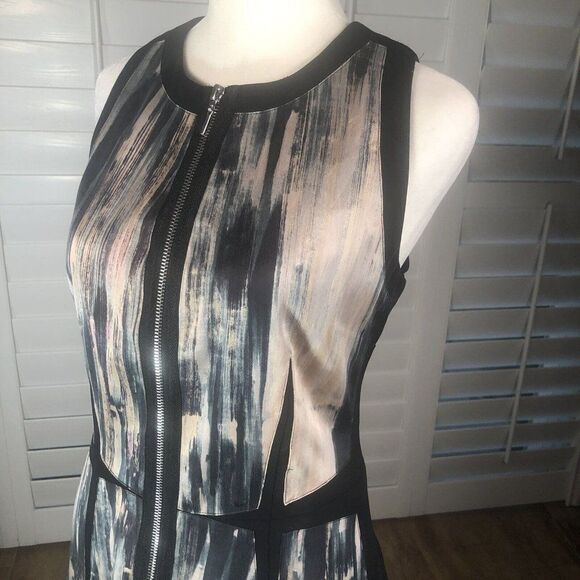 Rebecca Taylor Womens Silk Sleeveless Zip Up A-Line Dress Black Size 8 - Picture 9 of 12